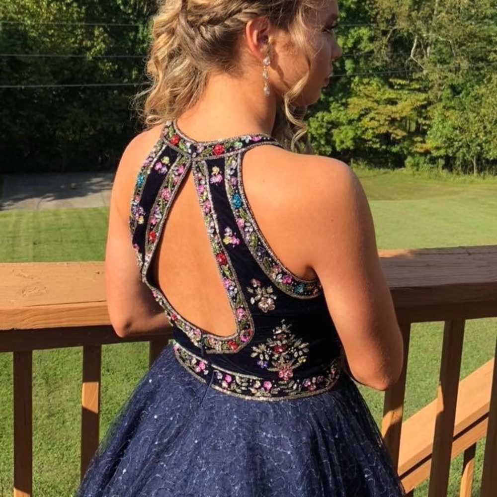 Sherri Hill 52263 Navy Blue Short Dress sz 4